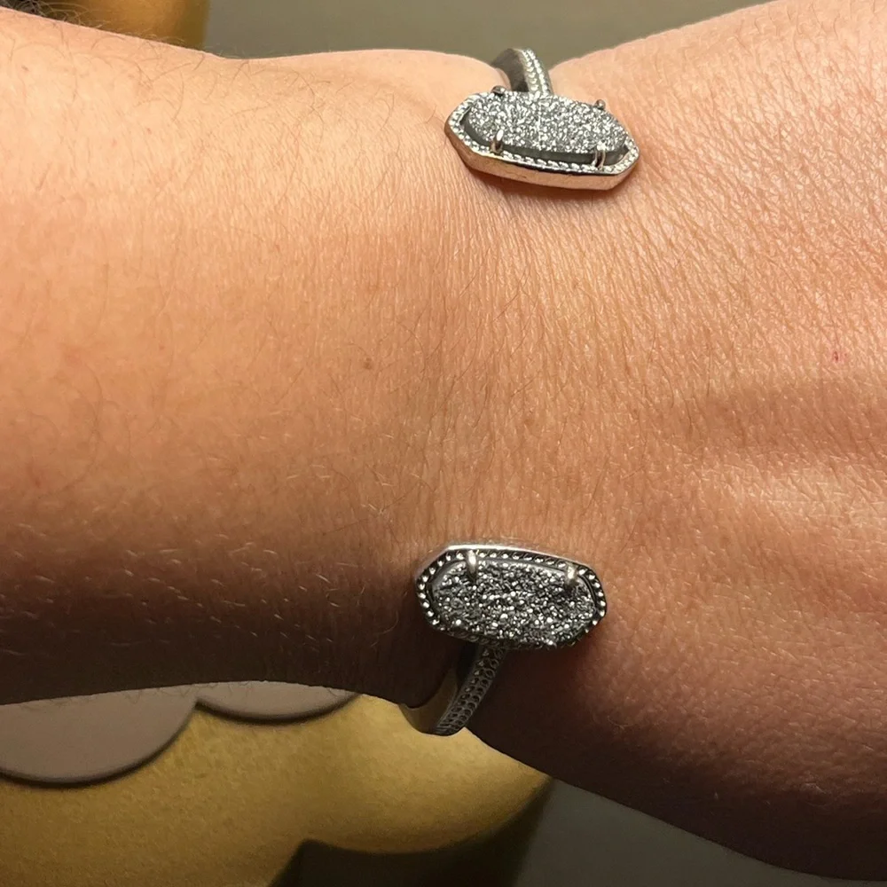 Kendra Scott Elton Silver Cuff Bracelet in platinum Drusy 2005 - Picture 6 of 9